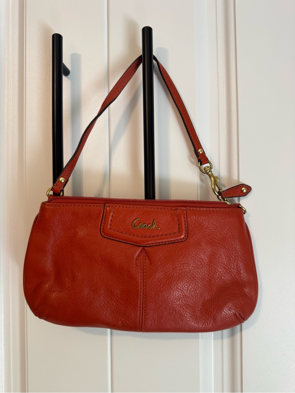 Coach Burnt Orange Leather Wristlet Wallet